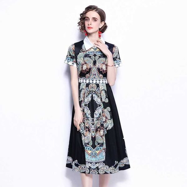 summer fashion designer elegant midi dres short sleeve turn down collar flower print casual 210531, Black;gray
summer fashion designer elegant midi dres short sleeve turn down collar flower print casual 210531, Black;gray