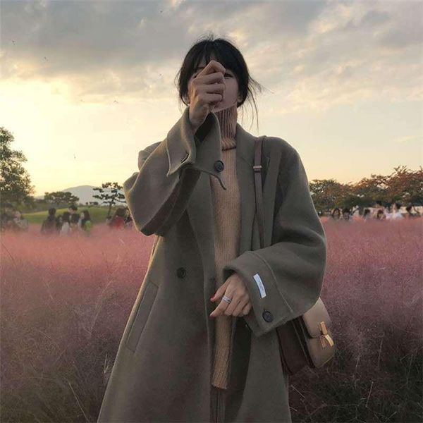 women's wool & blends coat women 2021 winter double-sided handmade female high-end long, Black
women's wool & blends coat women 2021 winter double-sided handmade female high-end long, Black