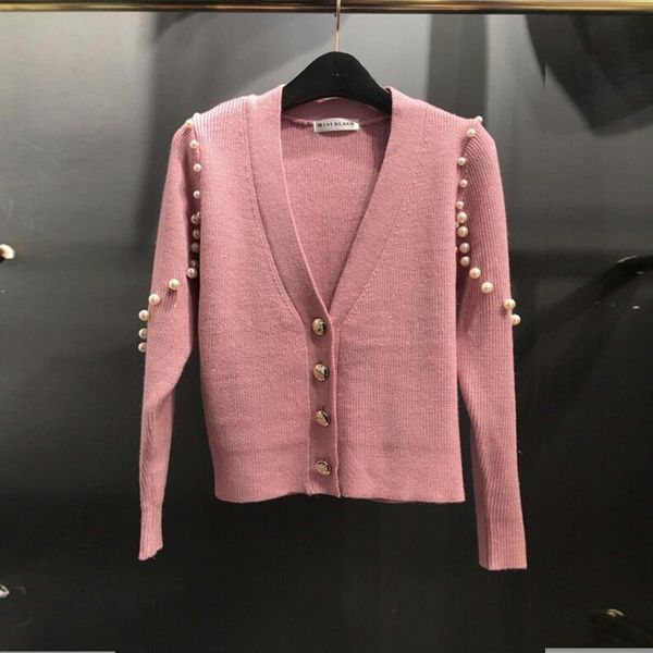 women's sweaters 2021 autumn fashion trend single breasted pearls beading knitted cardigan sweater female v collar long sleeve, White;black
women's sweaters 2021 autumn fashion trend single breasted pearls beading knitted cardigan sweater female v collar long sleeve, White;black