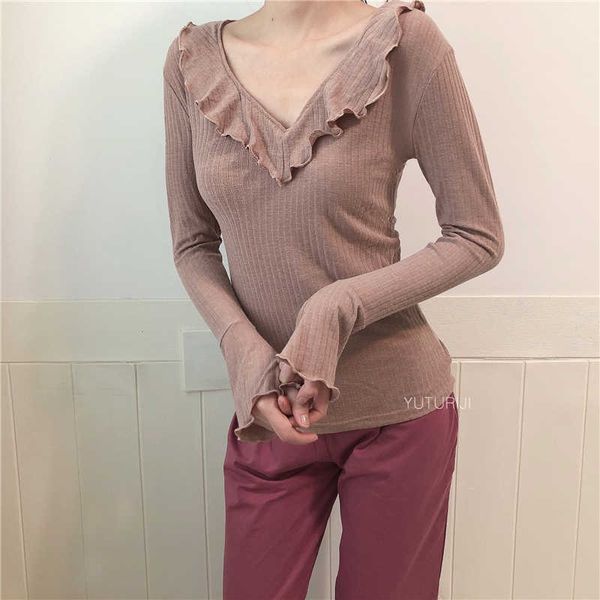 womengaga spring ruffle summer women's round neck flare sleeve slim long base t shirt tees korean women e8xm 210603, White
womengaga spring ruffle summer women's round neck flare sleeve slim long base t shirt tees korean women e8xm 210603, White