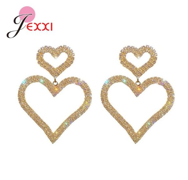 female heart crystal design piercing stud earring 925 sterling silver earrings for women gift pendientes mujer, Golden;silver
female heart crystal design piercing stud earring 925 sterling silver earrings for women gift pendientes mujer, Golden;silver