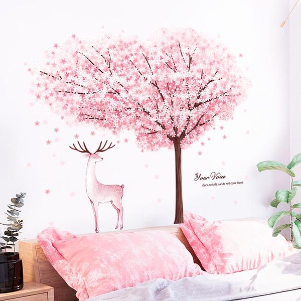 cherry flowers tree wall stickers cartoon deer mura pink decals for house living room kids girl bedroom decoration
cherry flowers tree wall stickers cartoon deer mura pink decals for house living room kids girl bedroom decoration