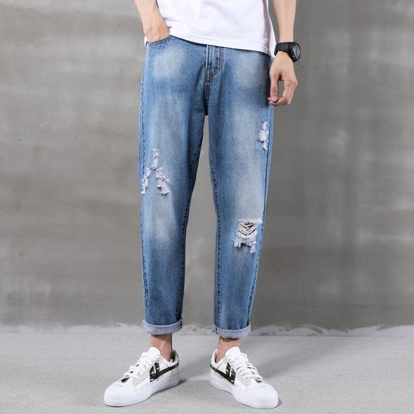 ripped jeans denim all-match loose men straight pants trend nine-point fashion casual 3138 men's, Blue
ripped jeans denim all-match loose men straight pants trend nine-point fashion casual 3138 men's, Blue