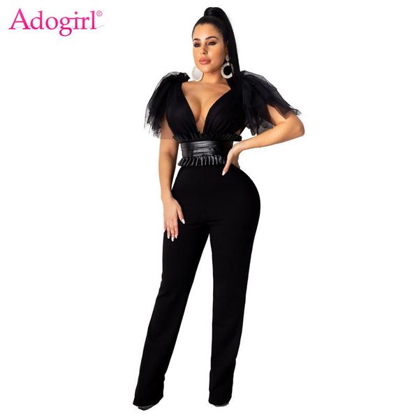 women's jumpsuits & rompers adogirl sheer mesh bow fashion jumpsuit with pu leather waistcoat v neck sleeveless romper wide leg pants w, Black;white
women's jumpsuits & rompers adogirl sheer mesh bow fashion jumpsuit with pu leather waistcoat v neck sleeveless romper wide leg pants w, Black;white