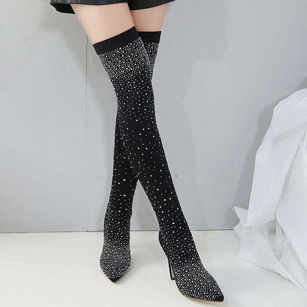 boots women crystal over the knee sock 2021 autumn woman pointed toe high heels ladies elastic band pumps female shoes, Black
boots women crystal over the knee sock 2021 autumn woman pointed toe high heels ladies elastic band pumps female shoes, Black