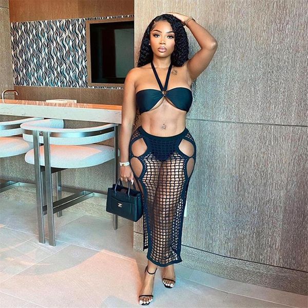 summer hole knitting long womens skirts casual street high waist elastic see through party prom club, Black
summer hole knitting long womens skirts casual street high waist elastic see through party prom club, Black