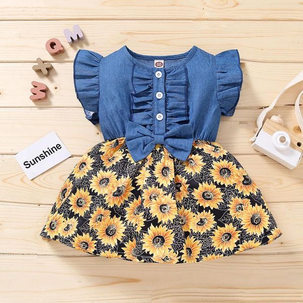 girl's dresses baby girls bowknot denim splice sunflower leopard print princess dress kids for party children clothing, Red;yellow
girl's dresses baby girls bowknot denim splice sunflower leopard print princess dress kids for party children clothing, Red;yellow