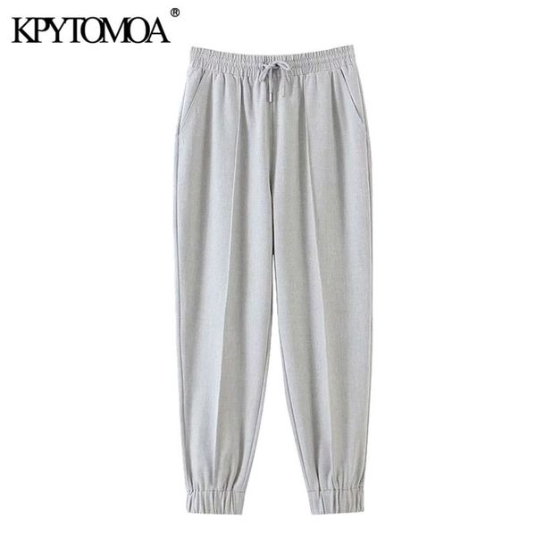 women chic fashion side pockets jogging pants vintage high elastic waist drawstring female ankle trousers mujer 210416, Black;white
women chic fashion side pockets jogging pants vintage high elastic waist drawstring female ankle trousers mujer 210416, Black;white