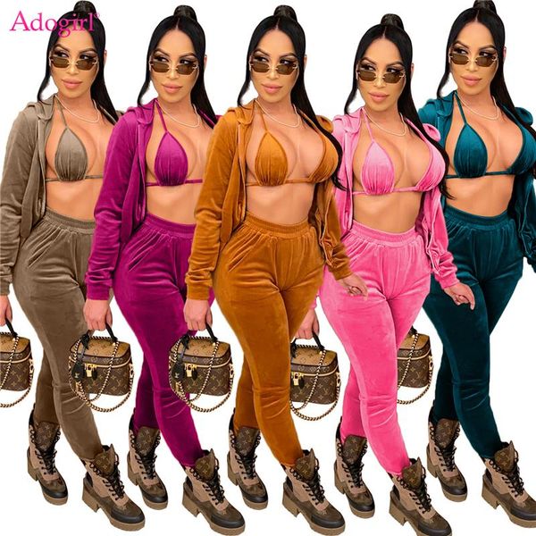 women's two piece pants adogirl 2021 women jogger velvet 3 set bra zipper long sleeve hooded coat pencil suit fashion tracksuit, White
women's two piece pants adogirl 2021 women jogger velvet 3 set bra zipper long sleeve hooded coat pencil suit fashion tracksuit, White