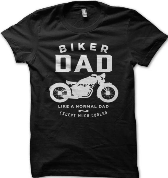 Biker Dad much cooler Father Day Birthday t-shirt 9148, White;black