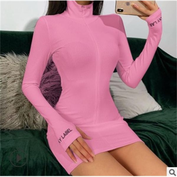 women's embroidered dress with high collar cuffs 2021 spring and summer sports style long sleeve buttock wrap, White;black
women's embroidered dress with high collar cuffs 2021 spring and summer sports style long sleeve buttock wrap, White;black