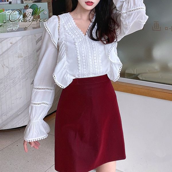summer women white lace long sleeve chiffon casual female ruffle blouse shirt 210415
summer women white lace long sleeve chiffon casual female ruffle blouse shirt 210415