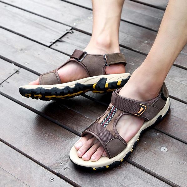 sandals men's summer genuine leather brand design beach shoes male outdoor walking quick dry sandalias big 47, Black
sandals men's summer genuine leather brand design beach shoes male outdoor walking quick dry sandalias big 47, Black