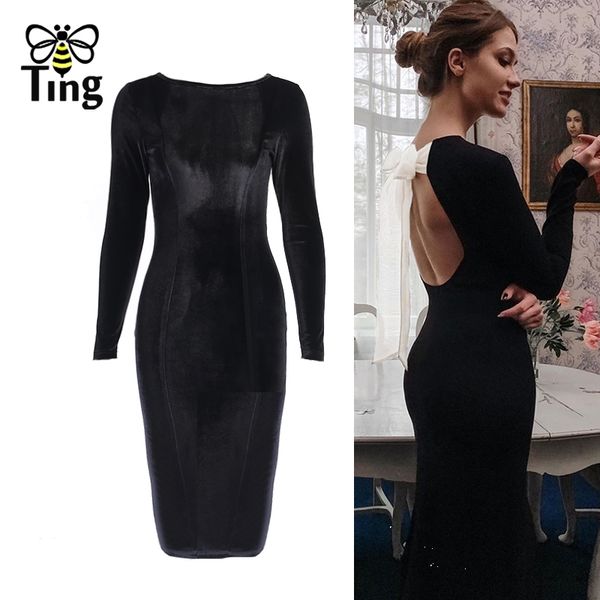 vintage elegant women bodycon black velvet curve dress retro backless bowknot tie vestidos elbise 210513, Black;gray
vintage elegant women bodycon black velvet curve dress retro backless bowknot tie vestidos elbise 210513, Black;gray