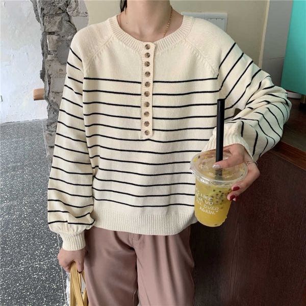 cyjr autumn winter women sweater v-neck buttons knitted pullovers striped casual fashionable wild 210527, White;black
cyjr autumn winter women sweater v-neck buttons knitted pullovers striped casual fashionable wild 210527, White;black