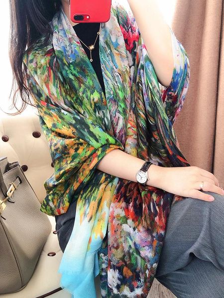 scarves painting series landscape 100% cashmere scarf women female winter high-end finger shawl pashmina long plus dual-use, Blue;gray
scarves painting series landscape 100% cashmere scarf women female winter high-end finger shawl pashmina long plus dual-use, Blue;gray