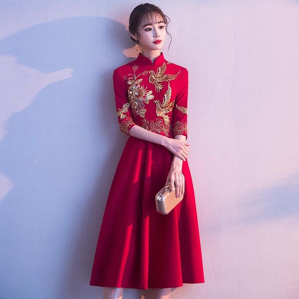 ethnic clothing exquisite embroidery women cheongsam elegant red evening party qipao vestidos vintage eridesmaid wedding robe gown
ethnic clothing exquisite embroidery women cheongsam elegant red evening party qipao vestidos vintage eridesmaid wedding robe gown