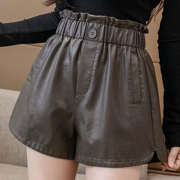 women's shorts fall women elastic high waist 2021 autumn winter black pu leather womens clothes korean style loose wide leg, White;black
women's shorts fall women elastic high waist 2021 autumn winter black pu leather womens clothes korean style loose wide leg, White;black