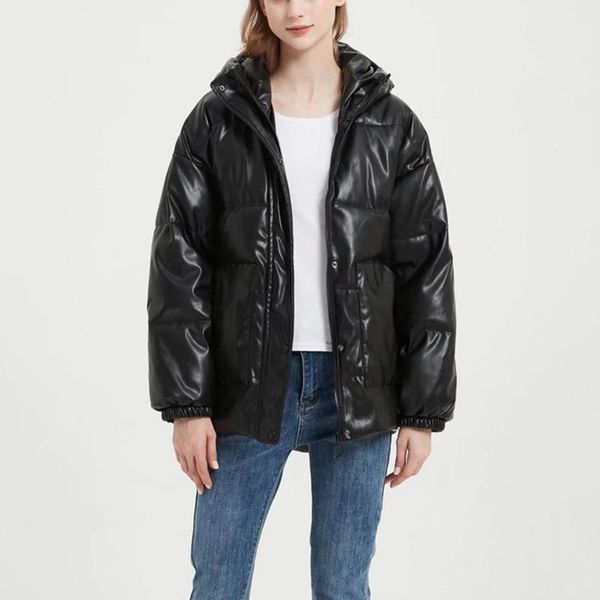 women's jackets winter hooded fashion loose pu coat solid color warm black jacket streetwear retro 2021 products, Black;brown
women's jackets winter hooded fashion loose pu coat solid color warm black jacket streetwear retro 2021 products, Black;brown