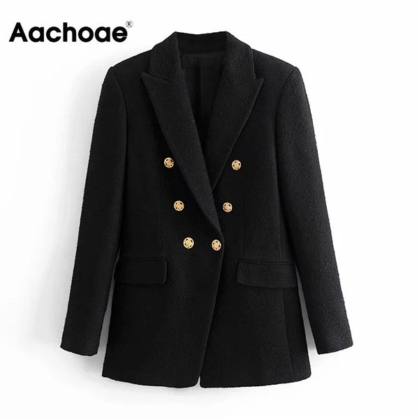 women office wear black tweed blazer coat 2021 double breasted vintage jacket female long sleeve pockets outerwear, Black;white
women office wear black tweed blazer coat 2021 double breasted vintage jacket female long sleeve pockets outerwear, Black;white