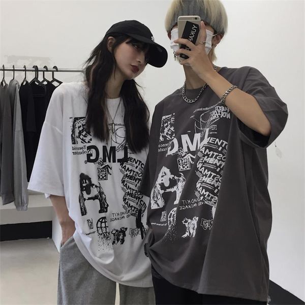 women's t-shirt loose short-sleeved t shirt ins vintage letter printing all-match y2k aesthetic clothes oversized casual bf, White
women's t-shirt loose short-sleeved t shirt ins vintage letter printing all-match y2k aesthetic clothes oversized casual bf, White
