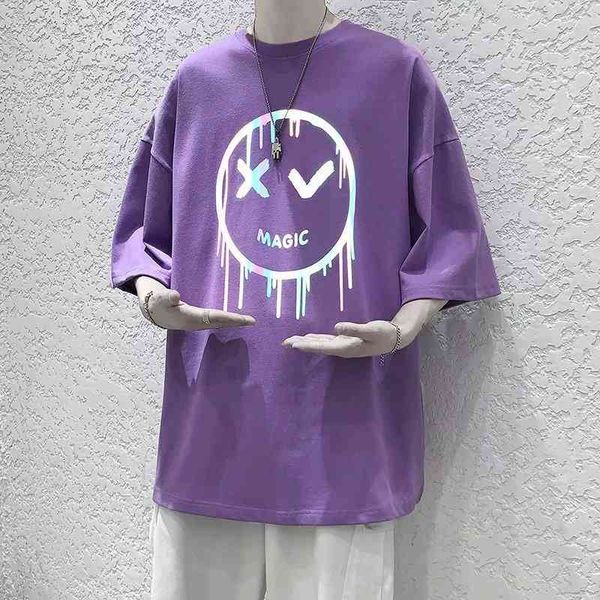 summer new men's quarter korean reflective short t-shirt loose hip hop mid sleeve fashion, Black
summer new men's quarter korean reflective short t-shirt loose hip hop mid sleeve fashion, Black