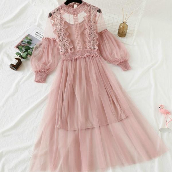 casual dresses 2021 autumn women elegant lace mesh dress lantern sleeves party beading crochet maxi ladies noble voile long, Black;gray
casual dresses 2021 autumn women elegant lace mesh dress lantern sleeves party beading crochet maxi ladies noble voile long, Black;gray