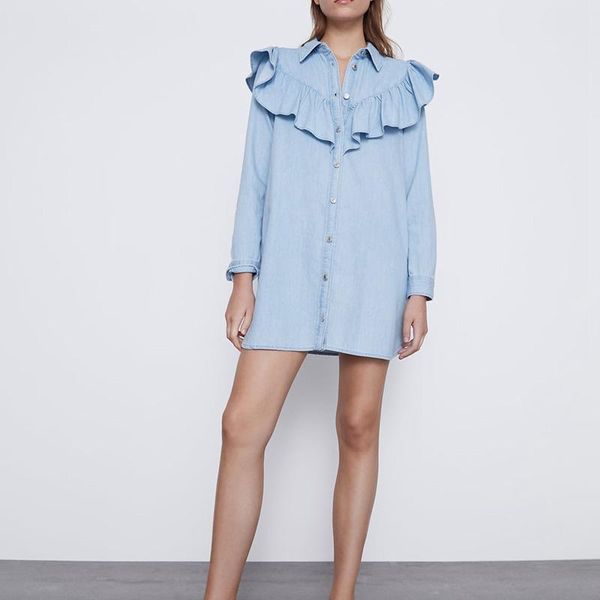 casual dresses spring long sleeve dress jeans for women turn down collar ruffles mini shirt straight denim street wear, Black;gray
casual dresses spring long sleeve dress jeans for women turn down collar ruffles mini shirt straight denim street wear, Black;gray
