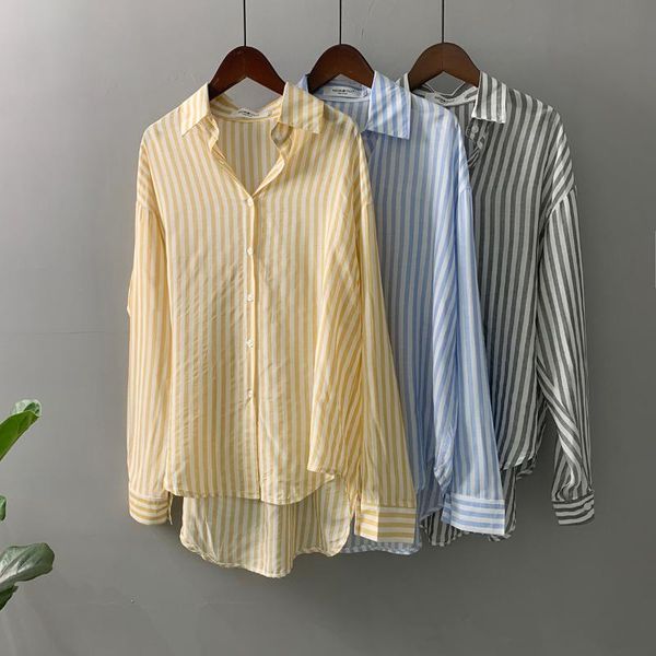 women's blouses & shirts chic korean style loose blouse women 2021 autumn long sleeve casual streetwear vintage striped harajuku cardig, White
women's blouses & shirts chic korean style loose blouse women 2021 autumn long sleeve casual streetwear vintage striped harajuku cardig, White