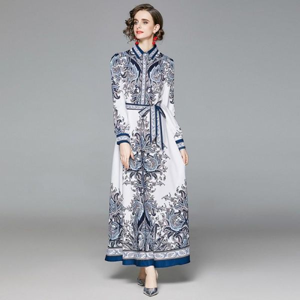 casual dresses 2121 spring women's runway turn down collar long sleeve blue floral printed maxi dress high street office slim, Black;gray
casual dresses 2121 spring women's runway turn down collar long sleeve blue floral printed maxi dress high street office slim, Black;gray