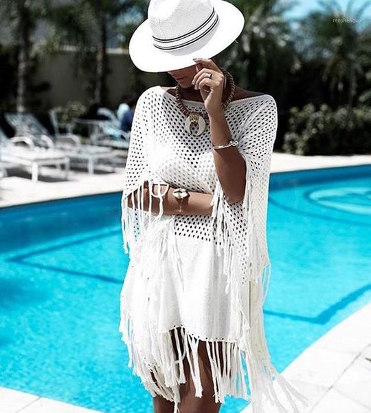 hollow-out mesh tassel cloak mini dress for women summer beach wear swim suit cover up sarong robe de plage oversize white women's swim, White;black
hollow-out mesh tassel cloak mini dress for women summer beach wear swim suit cover up sarong robe de plage oversize white women's swim, White;black
