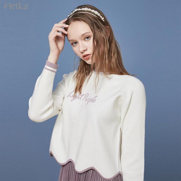 women's sweaters artka 2021 autumn women sweater elegant soft letter embroidery knitted long sleeve o-neck white knitwear yb21005d, White;black
women's sweaters artka 2021 autumn women sweater elegant soft letter embroidery knitted long sleeve o-neck white knitwear yb21005d, White;black