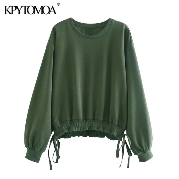 women fashion with adjustable tied loose sweatshirt vintage o neck long sleeve female pullovers chic 210416, Black
women fashion with adjustable tied loose sweatshirt vintage o neck long sleeve female pullovers chic 210416, Black