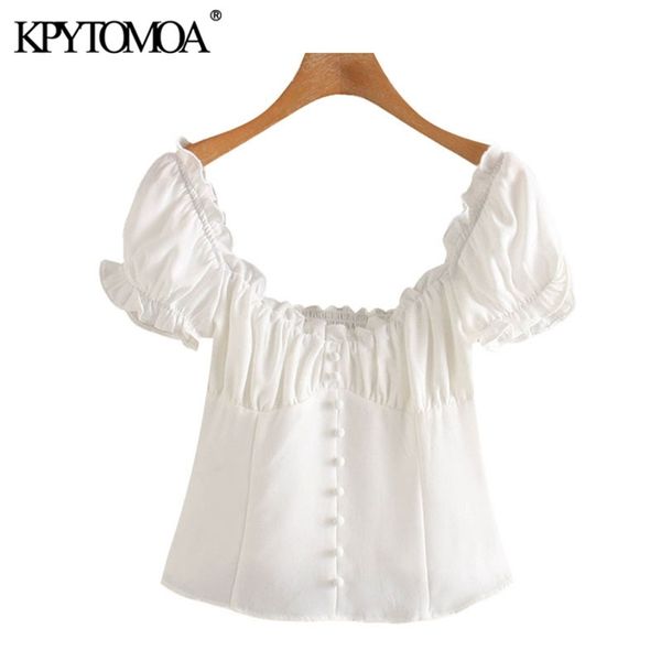 women sweet fashion ruffled cropped blouses vintage puff sleeve side zipper female shirts blusas chic 210420, White
women sweet fashion ruffled cropped blouses vintage puff sleeve side zipper female shirts blusas chic 210420, White