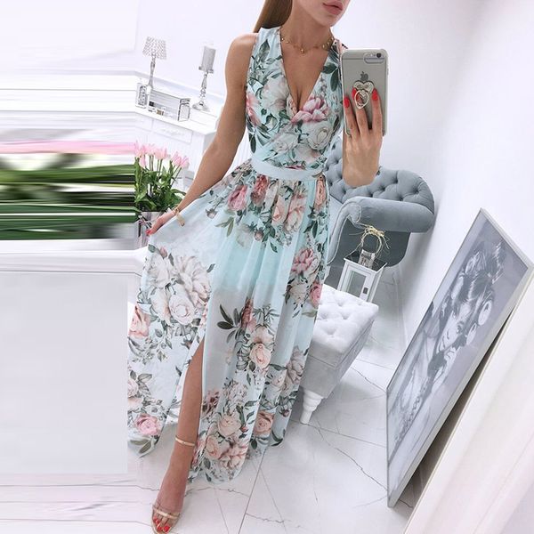 2021 summer deep v-neck sleeveless beach dress elegant women chiffon split maxi party dress vintage floral print long dresses, Black;gray
2021 summer deep v-neck sleeveless beach dress elegant women chiffon split maxi party dress vintage floral print long dresses, Black;gray