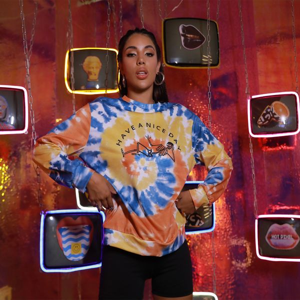 autumn o-neck colorful women hoodie harajuku style drawstring tie dye print sweatershirt long sleeve pullover long sweatshirt, Tan;black
autumn o-neck colorful women hoodie harajuku style drawstring tie dye print sweatershirt long sleeve pullover long sweatshirt, Tan;black