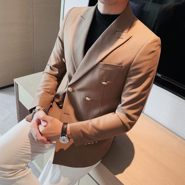 men's suits & blazers double breasted blazer men clothing simple autumn winter slim fit solid suit jackets and coats business fo, White;black
men's suits & blazers double breasted blazer men clothing simple autumn winter slim fit solid suit jackets and coats business fo, White;black