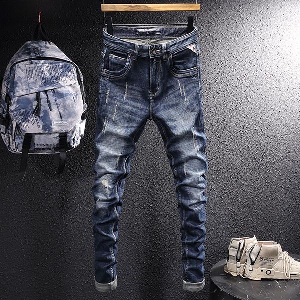 men's jeans italian style fashion men retro black blue slim fit ripped frayed scratch vintage designer casual denim pants
men's jeans italian style fashion men retro black blue slim fit ripped frayed scratch vintage designer casual denim pants