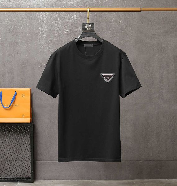 men's t-shirts 2021 will see pure male cotton t-shirt around the casual neck short sleeve triangle decoration fashion shirt loose, White;black 
men's t-shirts 2021 will see pure male cotton t-shirt around the casual neck short sleeve triangle decoration fashion shirt loose, White;black