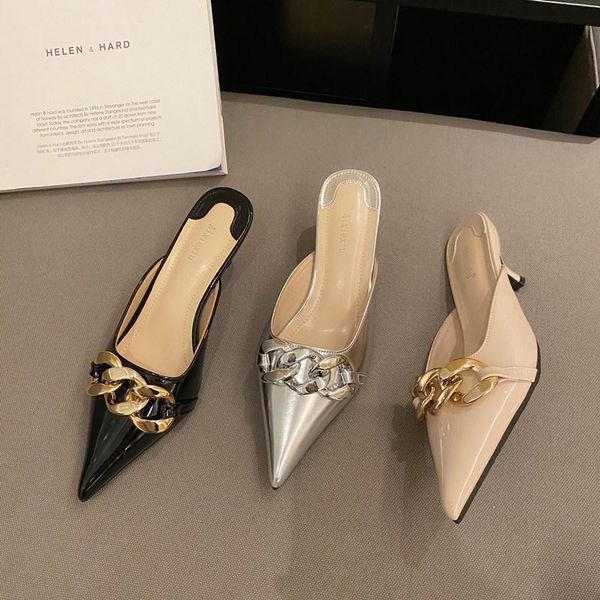 slippers 2021 women mules med heel sandals summer slip on slides brand gold chain loafers flip flops shoes outdoor slipper, Black
slippers 2021 women mules med heel sandals summer slip on slides brand gold chain loafers flip flops shoes outdoor slipper, Black