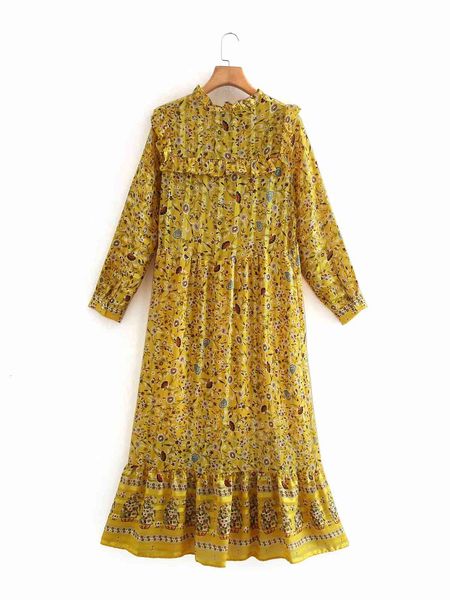 yellow print vintage designer clothing a line long sleeve fall women's wear looks thin floral midi, Black;gray
yellow print vintage designer clothing a line long sleeve fall women's wear looks thin floral midi, Black;gray