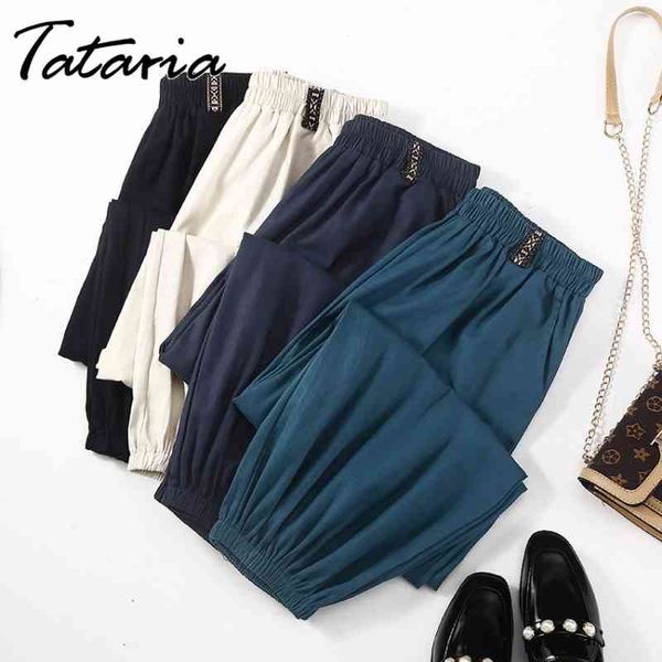 summer harem pants for women causal elastic waist vintage tie feet soft cotton linen ladies calf-length loose trousers 210514, Black;white
summer harem pants for women causal elastic waist vintage tie feet soft cotton linen ladies calf-length loose trousers 210514, Black;white