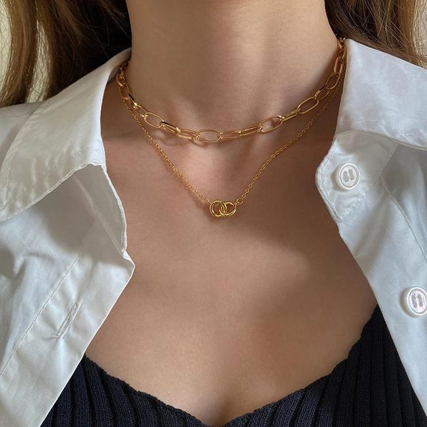 chains necklace of summertime style clavicle makes gold double round annulus pendant charm creative girl elegant chain jewelry, Silver
chains necklace of summertime style clavicle makes gold double round annulus pendant charm creative girl elegant chain jewelry, Silver
