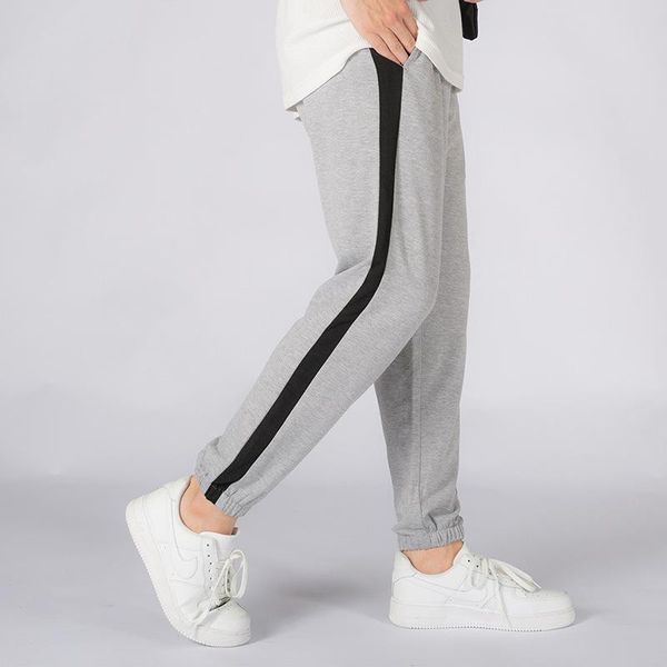 running pants men ankle-tied sweatpants gym fitness workout jogging sport active trousers stripe design, Black;blue
running pants men ankle-tied sweatpants gym fitness workout jogging sport active trousers stripe design, Black;blue