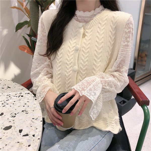 women's sweaters lamtrip 2021 early spring embroidery lace basic shirt + knitted tank cardigan vest korean chic lady kawaii set uk, White;black
women's sweaters lamtrip 2021 early spring embroidery lace basic shirt + knitted tank cardigan vest korean chic lady kawaii set uk, White;black