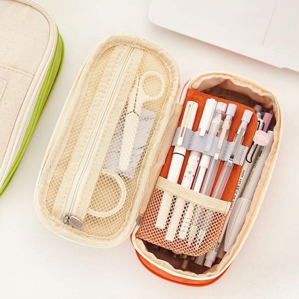 pc lovely solid color simple canvas pencil case stretch double layer high capacity storage bag student school stationery bags
pc lovely solid color simple canvas pencil case stretch double layer high capacity storage bag student school stationery bags