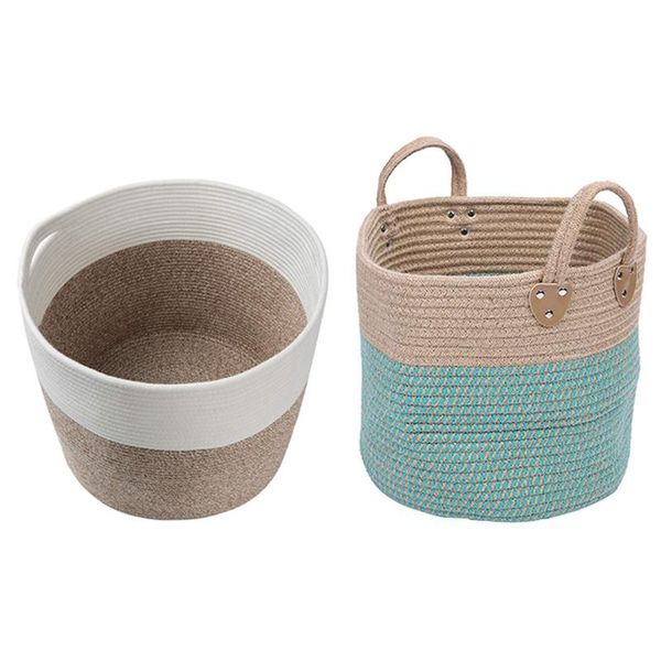 storage baskets 2pcs large basket woven with handles laundry - brown + green & beige
storage baskets 2pcs large basket woven with handles laundry - brown + green & beige