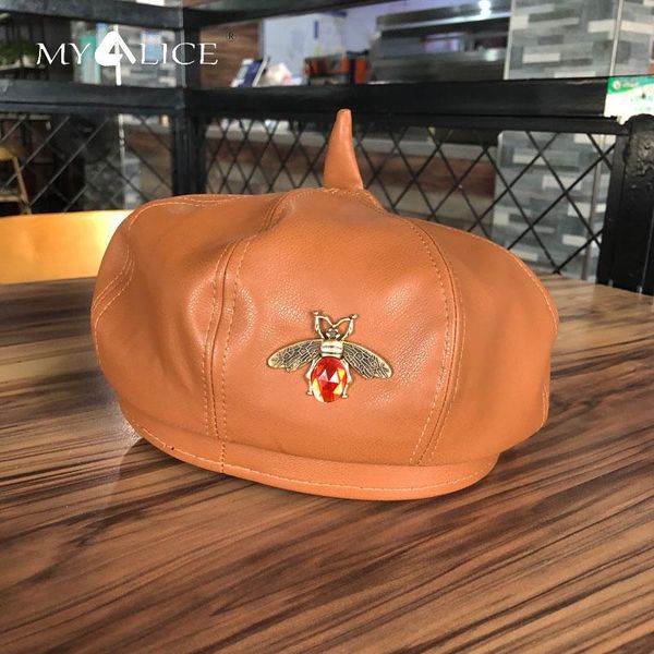 berets myalice designer brand beret women painter octagonal hats red rhinestone bee all-match solid color female hat pu, Blue;gray
berets myalice designer brand beret women painter octagonal hats red rhinestone bee all-match solid color female hat pu, Blue;gray