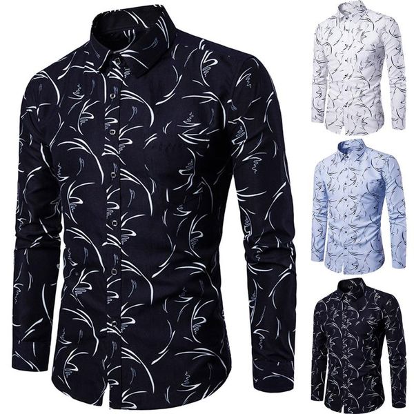 men's casual shirts fashion camisa masculina button turn down collar slim long sleeve floral printed ropa for man, White;black
men's casual shirts fashion camisa masculina button turn down collar slim long sleeve floral printed ropa for man, White;black