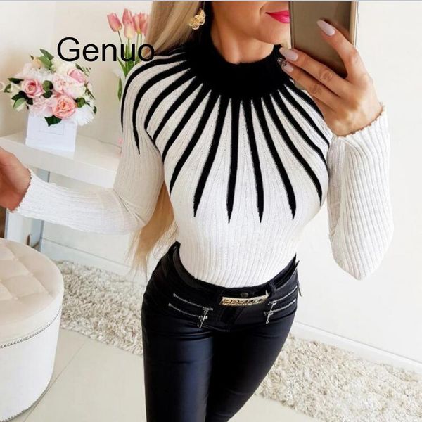 elegant women autumn winter sweaters color matching patchwork design high collar long sleeve print slim pullovers knitted women's, White;black
elegant women autumn winter sweaters color matching patchwork design high collar long sleeve print slim pullovers knitted women's, White;black
